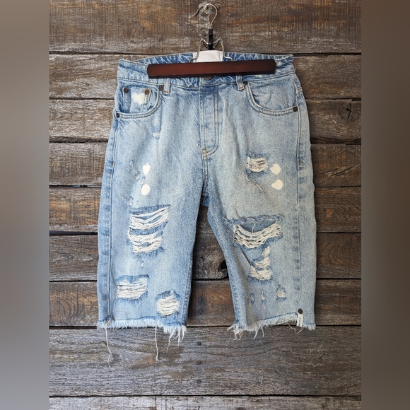 One Teaspoon Kansas Cut Off Trucker Shorts - Picture 2 of 12